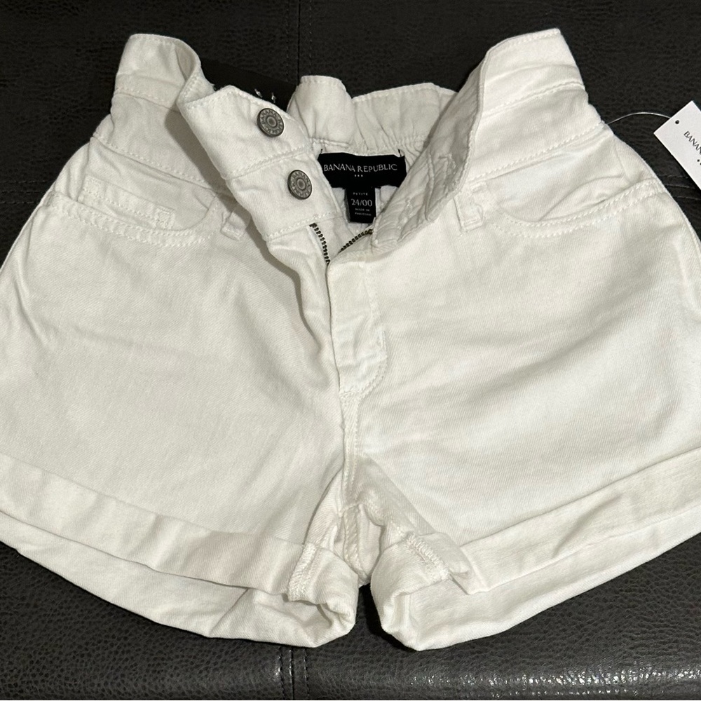 BANANA REPUBLIC Women’s High Waist White Shorts Jean Denim Size 24 Petite / 00P